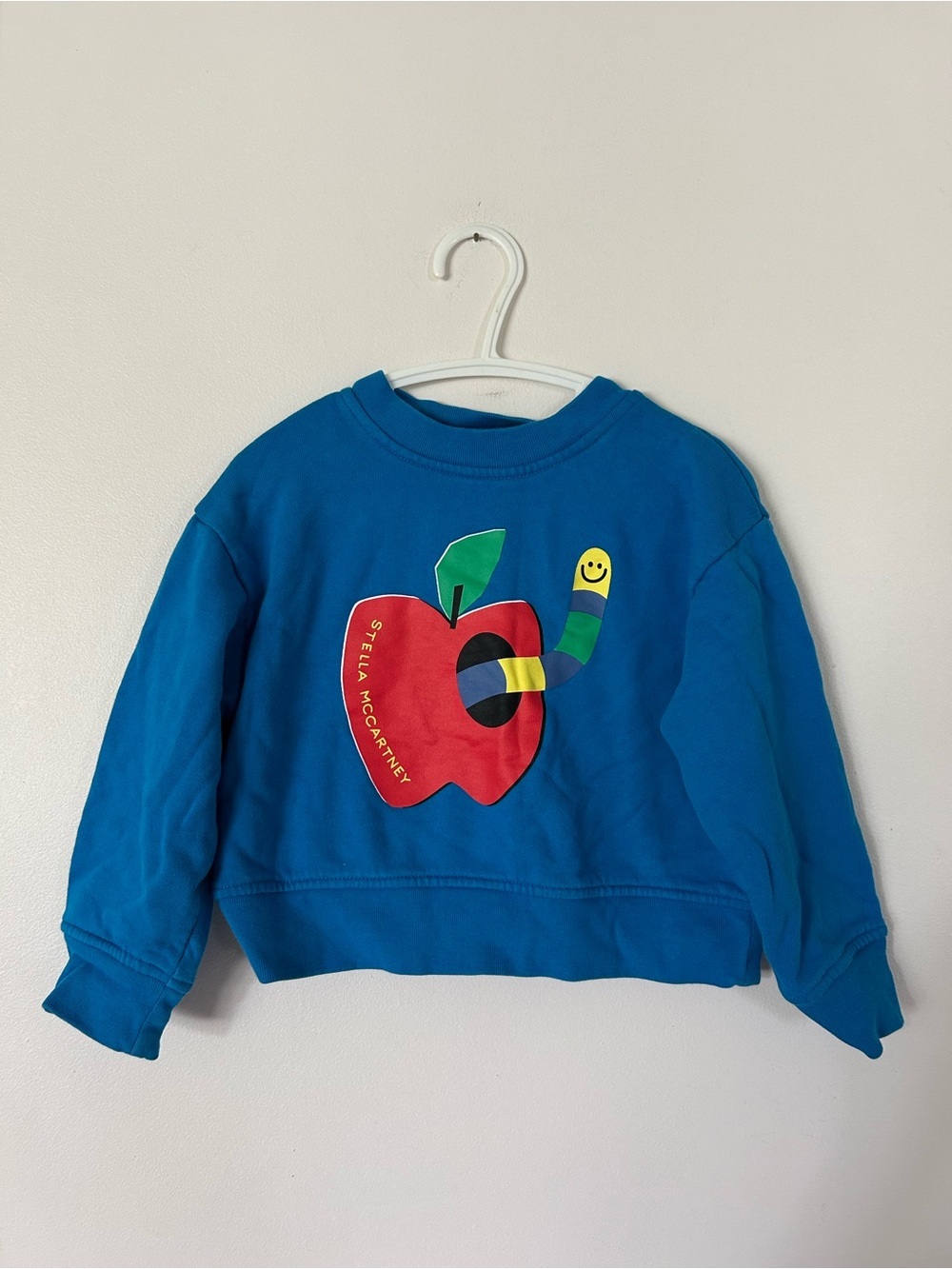 Stella McCartney Cotton Sweatshirt In Apple Print Blue 4 Years